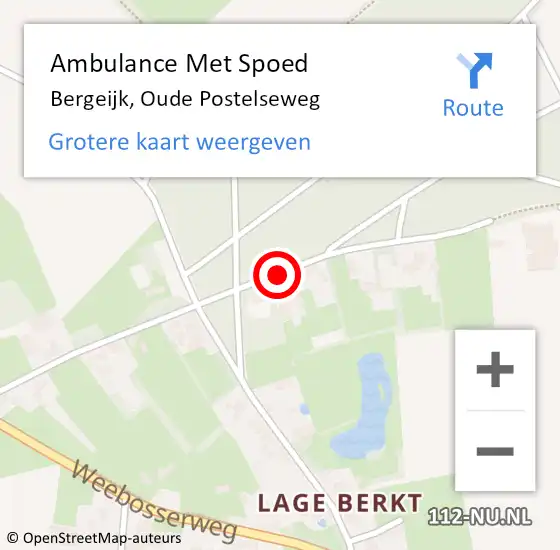 Locatie op kaart van de 112 melding: Ambulance Met Spoed Naar Bergeijk, Oude Postelseweg op 7 januari 2019 19:58