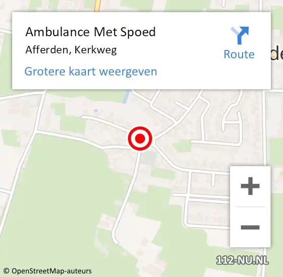 Locatie op kaart van de 112 melding: Ambulance Met Spoed Naar Afferden, Kerkweg op 7 januari 2019 21:17