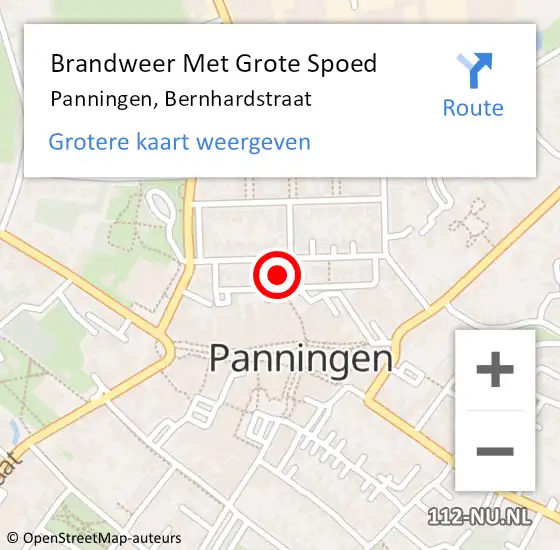 Locatie op kaart van de 112 melding: Brandweer Met Grote Spoed Naar Panningen, Bernhardstraat op 7 januari 2019 21:36