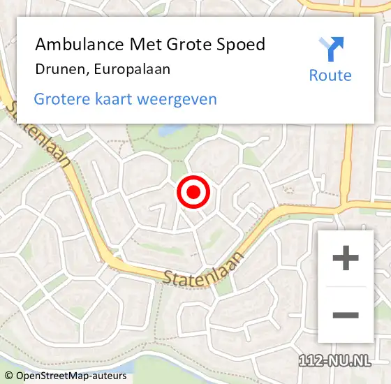 Locatie op kaart van de 112 melding: Ambulance Met Grote Spoed Naar Drunen, Europalaan op 7 januari 2019 22:06