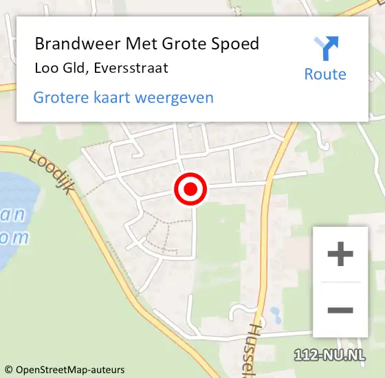 Locatie op kaart van de 112 melding: Brandweer Met Grote Spoed Naar Loo Gld, Eversstraat op 7 januari 2019 23:25