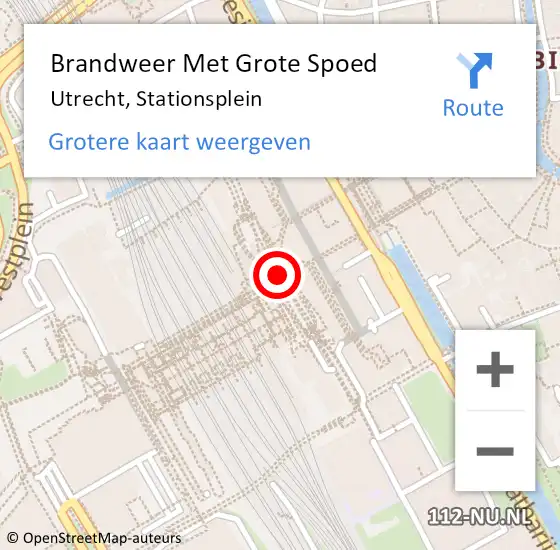 Locatie op kaart van de 112 melding: Brandweer Met Grote Spoed Naar Utrecht, Stationsplein op 8 januari 2019 00:05