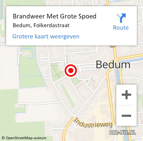 Locatie op kaart van de 112 melding: Brandweer Met Grote Spoed Naar Bedum, Folkerdastraat op 8 januari 2019 05:47