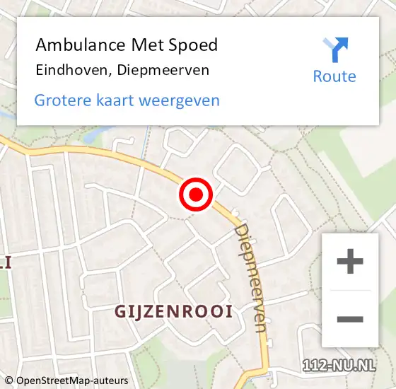 Locatie op kaart van de 112 melding: Ambulance Met Spoed Naar Eindhoven, Diepmeerven op 8 januari 2019 05:56