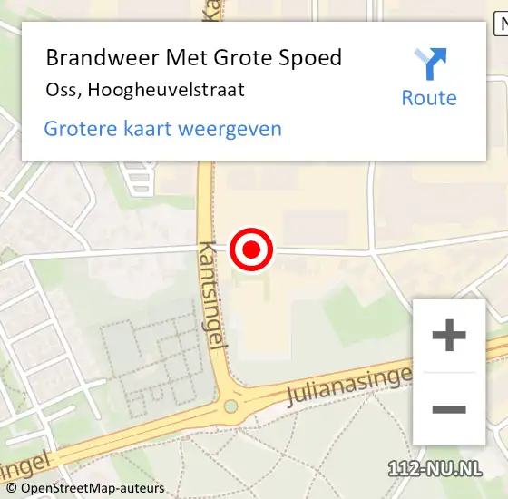 Locatie op kaart van de 112 melding: Brandweer Met Grote Spoed Naar Oss, Hoogheuvelstraat op 8 januari 2019 05:58