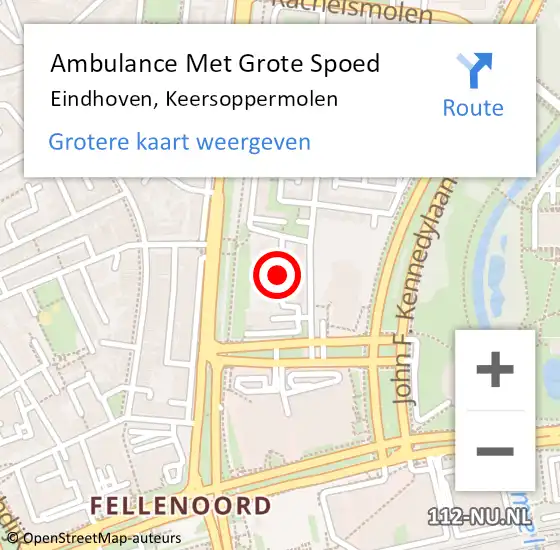 Locatie op kaart van de 112 melding: Ambulance Met Grote Spoed Naar Eindhoven, Keersoppermolen op 8 januari 2019 08:08