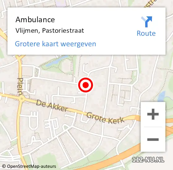 Locatie op kaart van de 112 melding: Ambulance Vlijmen, Pastoriestraat op 8 januari 2019 08:13