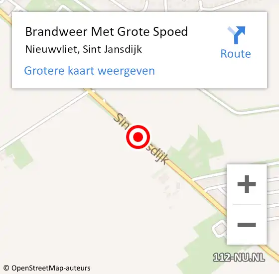 Locatie op kaart van de 112 melding: Brandweer Met Grote Spoed Naar Nieuwvliet, Sint Jansdijk op 8 januari 2019 08:15