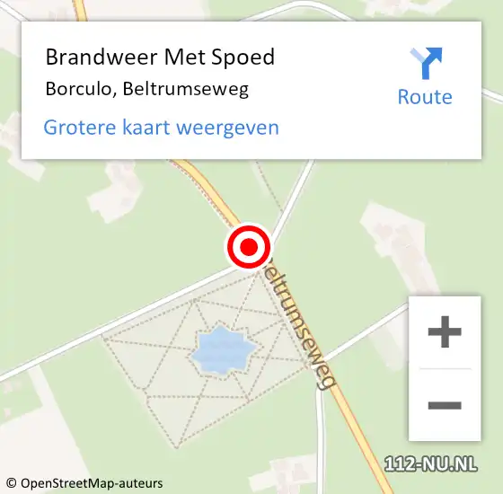 Locatie op kaart van de 112 melding: Brandweer Met Spoed Naar Borculo, Beltrumseweg op 8 januari 2019 08:21