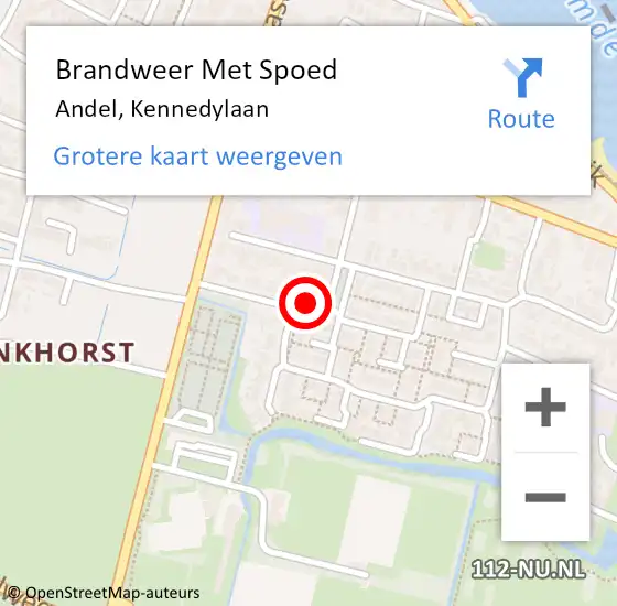 Locatie op kaart van de 112 melding: Brandweer Met Spoed Naar Andel, Kennedylaan op 8 januari 2019 08:36