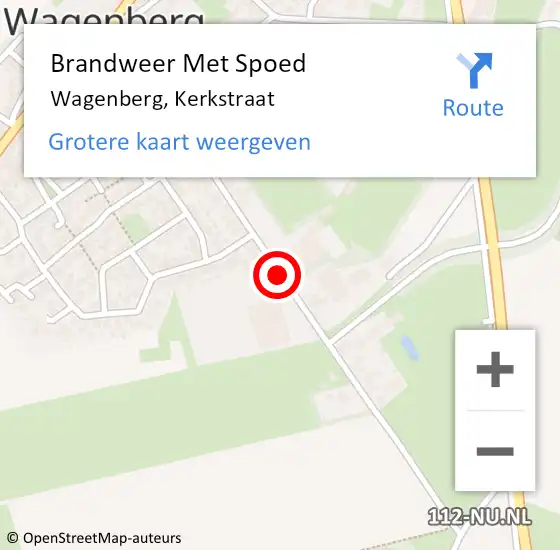 Locatie op kaart van de 112 melding: Brandweer Met Spoed Naar Wagenberg, Kerkstraat op 8 januari 2019 08:41