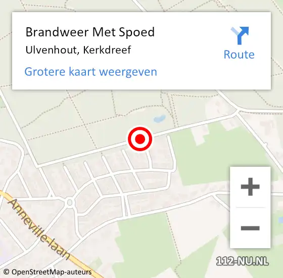 Locatie op kaart van de 112 melding: Brandweer Met Spoed Naar Ulvenhout, Kerkdreef op 8 januari 2019 08:45