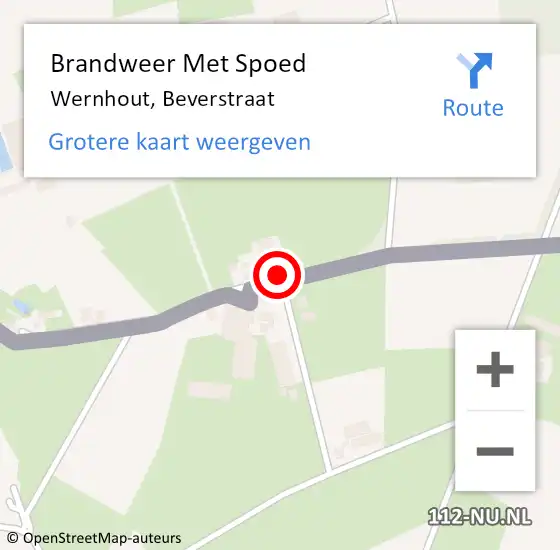 Locatie op kaart van de 112 melding: Brandweer Met Spoed Naar Wernhout, Beverstraat op 8 januari 2019 08:48