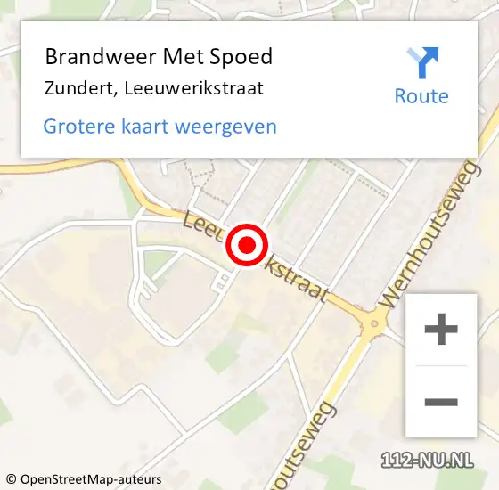 Locatie op kaart van de 112 melding: Brandweer Met Spoed Naar Zundert, Leeuwerikstraat op 8 januari 2019 08:49