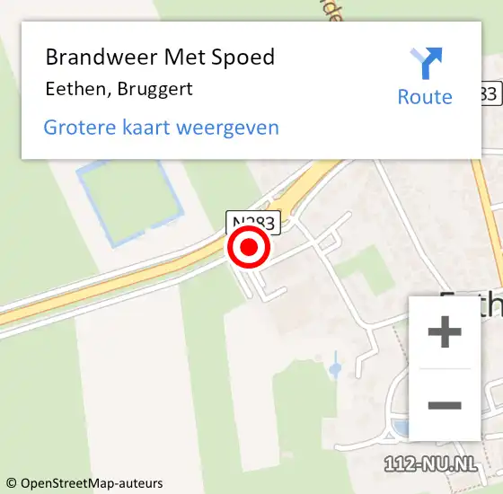 Locatie op kaart van de 112 melding: Brandweer Met Spoed Naar Eethen, Bruggert op 8 januari 2019 09:10