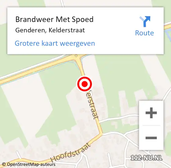 Locatie op kaart van de 112 melding: Brandweer Met Spoed Naar Genderen, Kelderstraat op 8 januari 2019 09:10