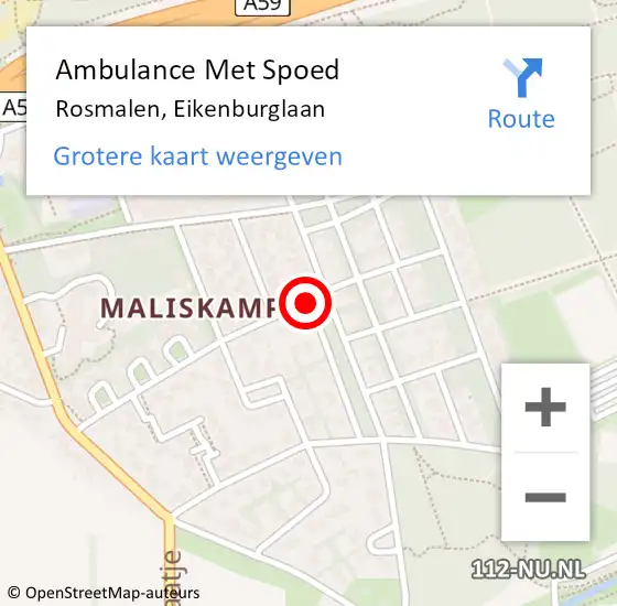 Locatie op kaart van de 112 melding: Ambulance Met Spoed Naar Rosmalen, Eikenburglaan op 8 januari 2019 10:00