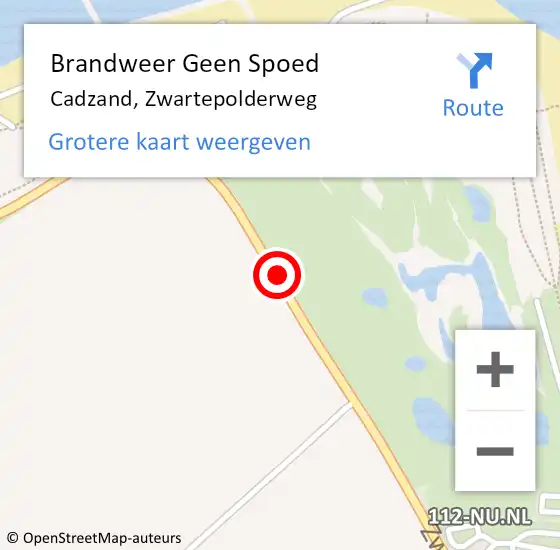 Locatie op kaart van de 112 melding: Brandweer Geen Spoed Naar Cadzand, Zwartepolderweg op 8 januari 2019 11:16