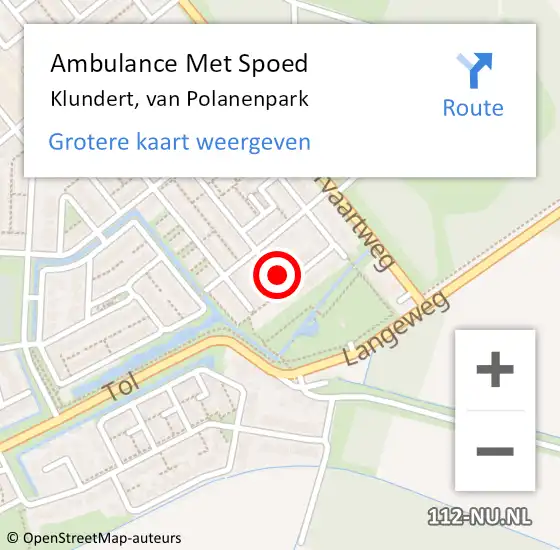 Locatie op kaart van de 112 melding: Ambulance Met Spoed Naar Klundert, van Polanenpark op 8 januari 2019 11:59