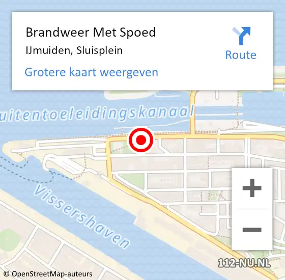 Locatie op kaart van de 112 melding: Brandweer Met Spoed Naar IJmuiden, Sluisplein op 8 januari 2019 12:42