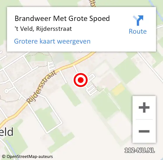 Locatie op kaart van de 112 melding: Brandweer Met Grote Spoed Naar 't Veld, Rijdersstraat op 8 januari 2019 12:48