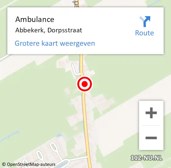 Locatie op kaart van de 112 melding: Ambulance Abbekerk, Dorpsstraat op 8 januari 2019 13:00