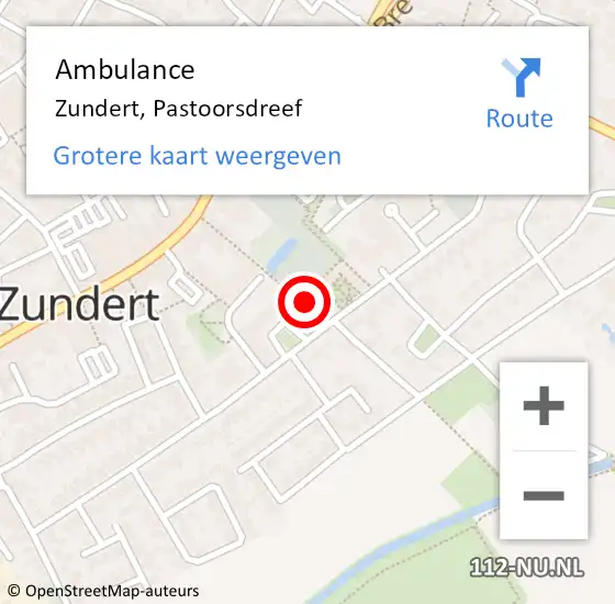 Locatie op kaart van de 112 melding: Ambulance Zundert, Pastoorsdreef op 8 januari 2019 13:51