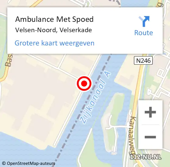 Locatie op kaart van de 112 melding: Ambulance Met Spoed Naar Velsen-Noord, Velserkade op 8 januari 2019 14:14