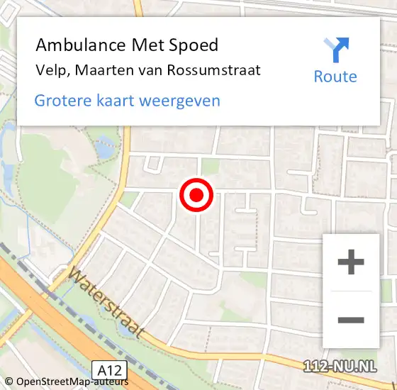 Locatie op kaart van de 112 melding: Ambulance Met Spoed Naar Velp, Maarten van Rossumstraat op 8 januari 2019 14:30