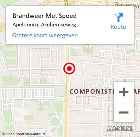Locatie op kaart van de 112 melding: Brandweer Met Spoed Naar Apeldoorn, Arnhemseweg op 8 januari 2019 14:36