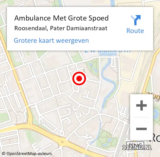 Locatie op kaart van de 112 melding: Ambulance Met Grote Spoed Naar Roosendaal, Pater Damiaanstraat op 8 januari 2019 15:36
