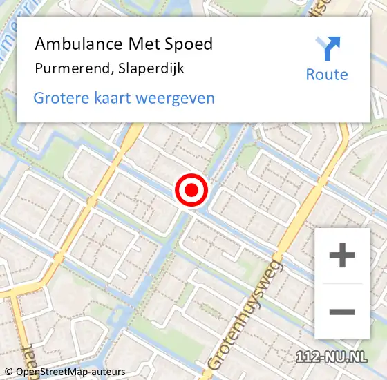 Locatie op kaart van de 112 melding: Ambulance Met Spoed Naar Purmerend, Slaperdijk op 8 januari 2019 15:57