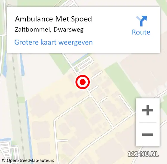 Locatie op kaart van de 112 melding: Ambulance Met Spoed Naar Zaltbommel, Dwarsweg op 8 januari 2019 16:31