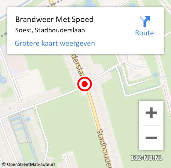 Locatie op kaart van de 112 melding: Brandweer Met Spoed Naar Soest, Stadhouderslaan op 8 januari 2019 17:00