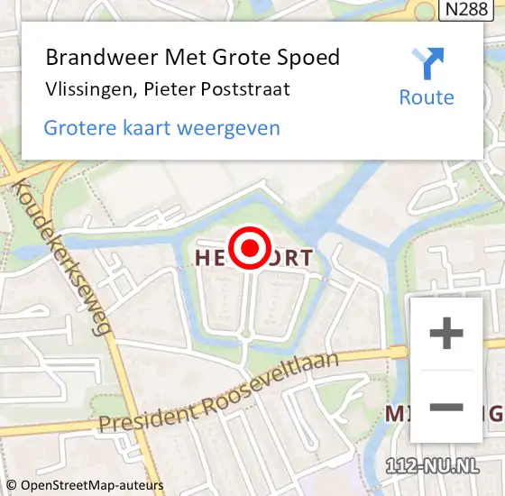 Locatie op kaart van de 112 melding: Brandweer Met Grote Spoed Naar Vlissingen, Pieter Poststraat op 8 januari 2019 17:21