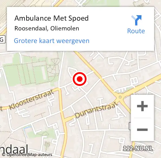 Locatie op kaart van de 112 melding: Ambulance Met Spoed Naar Roosendaal, Oliemolen op 8 januari 2019 17:26
