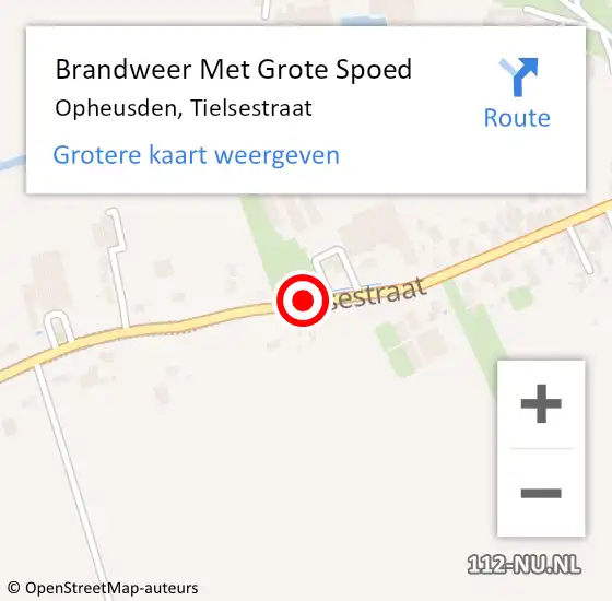 Locatie op kaart van de 112 melding: Brandweer Met Grote Spoed Naar Opheusden, Tielsestraat op 8 januari 2019 21:21