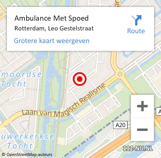 Locatie op kaart van de 112 melding: Ambulance Met Spoed Naar Rotterdam, Leo Gestelstraat op 8 januari 2019 21:45