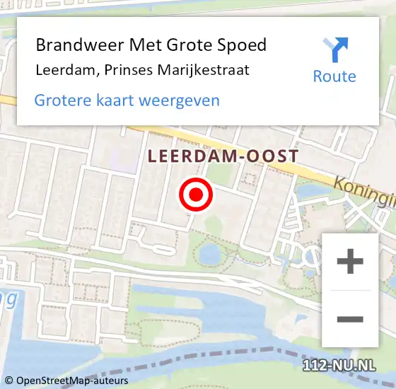 Locatie op kaart van de 112 melding: Brandweer Met Grote Spoed Naar Leerdam, Prinses Marijkestraat op 8 januari 2019 22:27