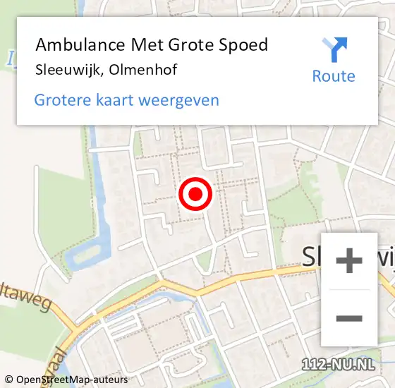 Locatie op kaart van de 112 melding: Ambulance Met Grote Spoed Naar Sleeuwijk, Olmenhof op 8 januari 2019 22:44