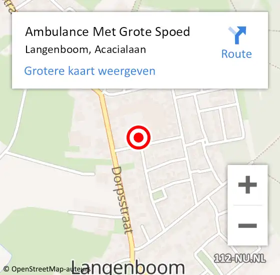 Locatie op kaart van de 112 melding: Ambulance Met Grote Spoed Naar Langenboom, Acacialaan op 8 januari 2019 23:07