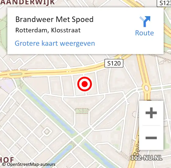 Locatie op kaart van de 112 melding: Brandweer Met Spoed Naar Rotterdam, Klosstraat op 8 januari 2019 23:10