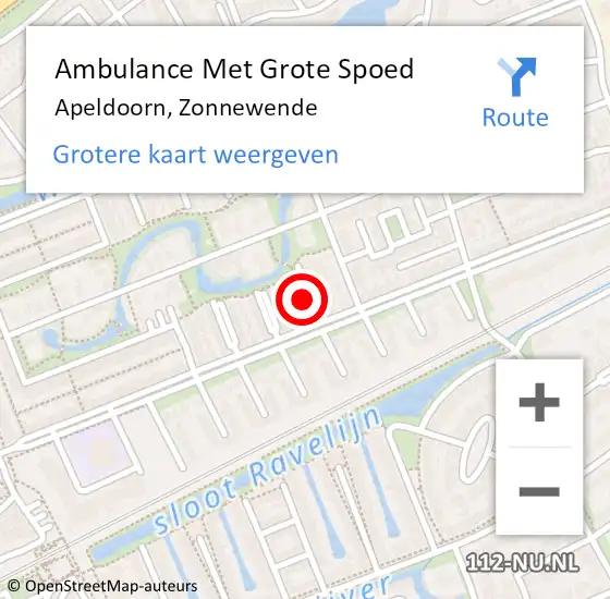 Locatie op kaart van de 112 melding: Ambulance Met Grote Spoed Naar Apeldoorn, Zonnewende op 9 januari 2019 00:48