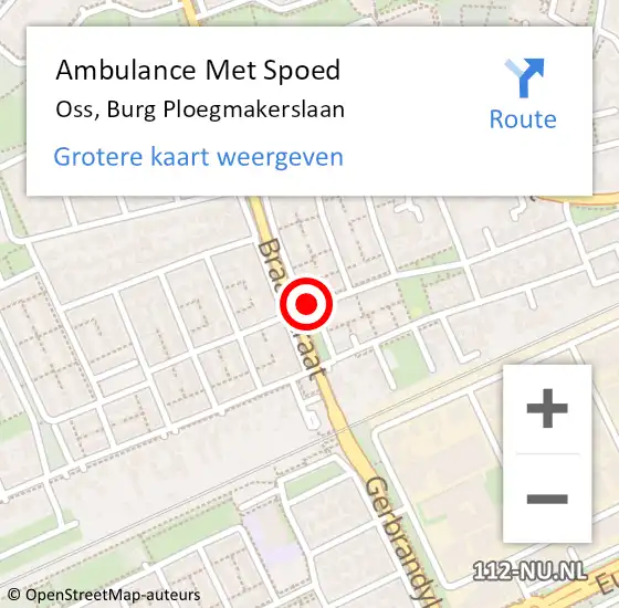 Locatie op kaart van de 112 melding: Ambulance Met Spoed Naar Oss, Burg Ploegmakerslaan op 9 januari 2019 03:50