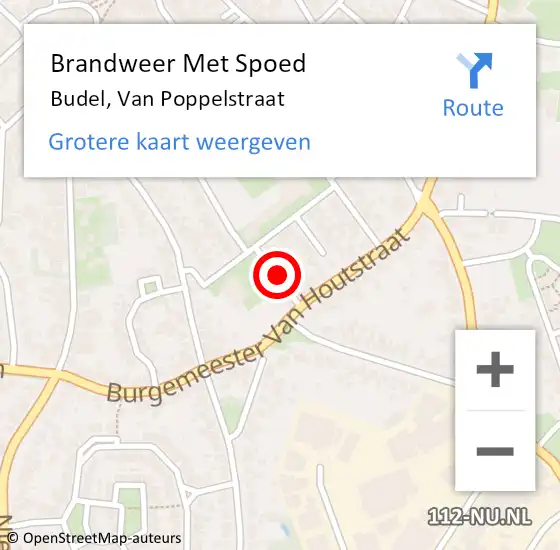 Locatie op kaart van de 112 melding: Brandweer Met Spoed Naar Budel, Van Poppelstraat op 9 januari 2019 04:08