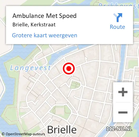 Locatie op kaart van de 112 melding: Ambulance Met Spoed Naar Brielle, Kerkstraat op 9 januari 2019 05:22