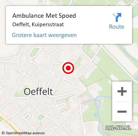 Locatie op kaart van de 112 melding: Ambulance Met Spoed Naar Oeffelt, Kuipersstraat op 9 januari 2019 06:02