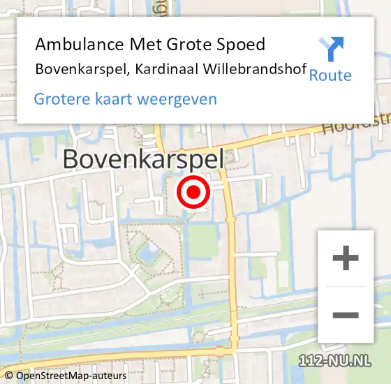 Locatie op kaart van de 112 melding: Ambulance Met Grote Spoed Naar Bovenkarspel, Kardinaal Willebrandshof op 9 januari 2019 07:11