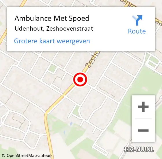 Locatie op kaart van de 112 melding: Ambulance Met Spoed Naar Udenhout, Zeshoevenstraat op 9 januari 2019 07:33