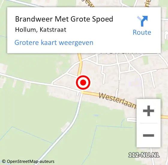 Locatie op kaart van de 112 melding: Brandweer Met Grote Spoed Naar Hollum, Katstraat op 9 januari 2019 07:50